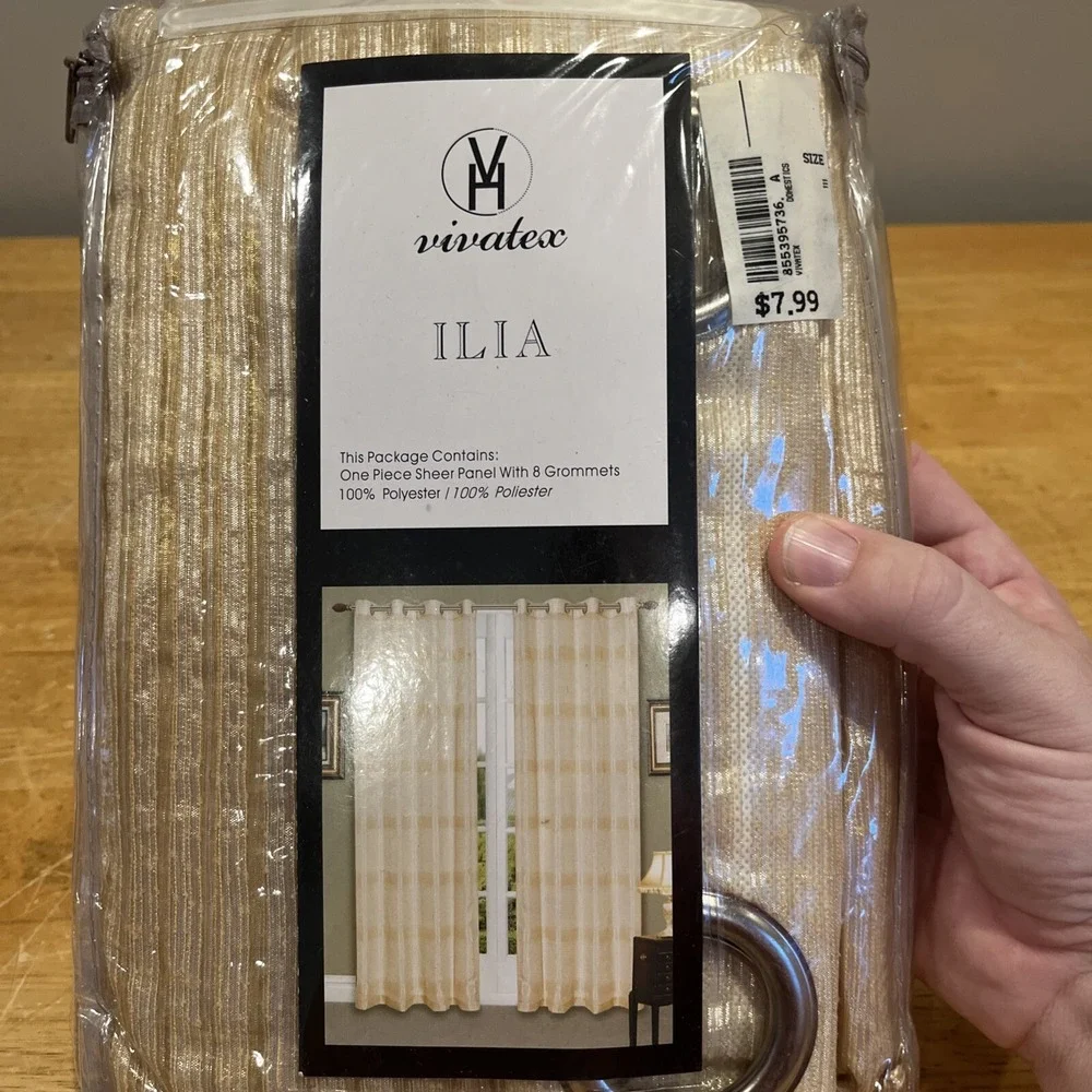 Vivatex Ilia Grommet Curtain Panels Gold Sheer‎ Polyester 53x84